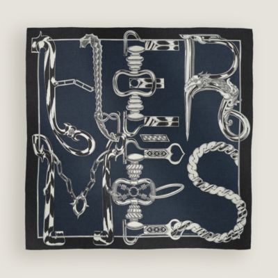 Hermès metallique scarf 100 - Blue | Hermès USA